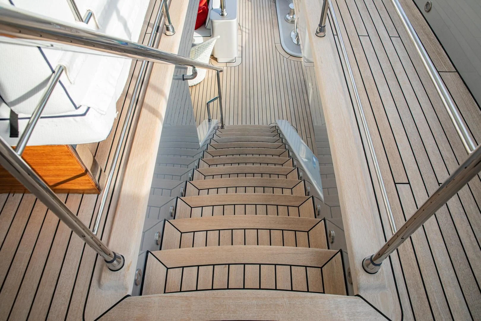a set of stairs leading up to a building aboard HATT MILL Yacht for Sale