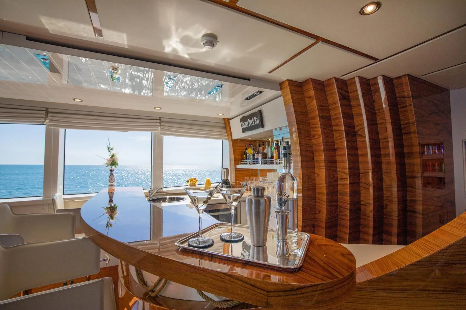 a room with a table and chairs aboard HATT MILL Yacht for Sale