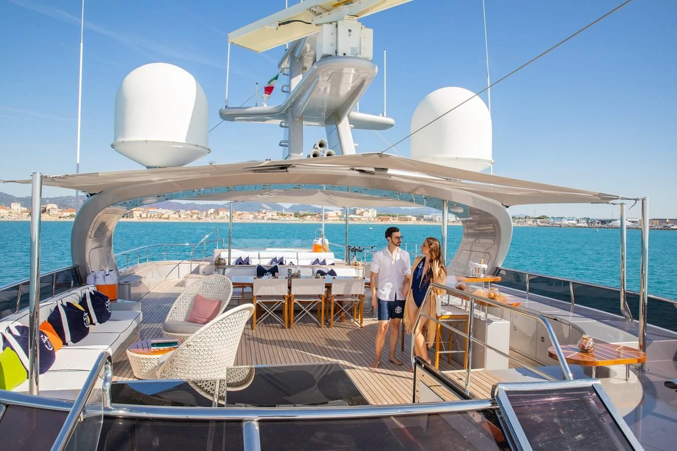 a group of people on a boat aboard HATT MILL Yacht for Sale