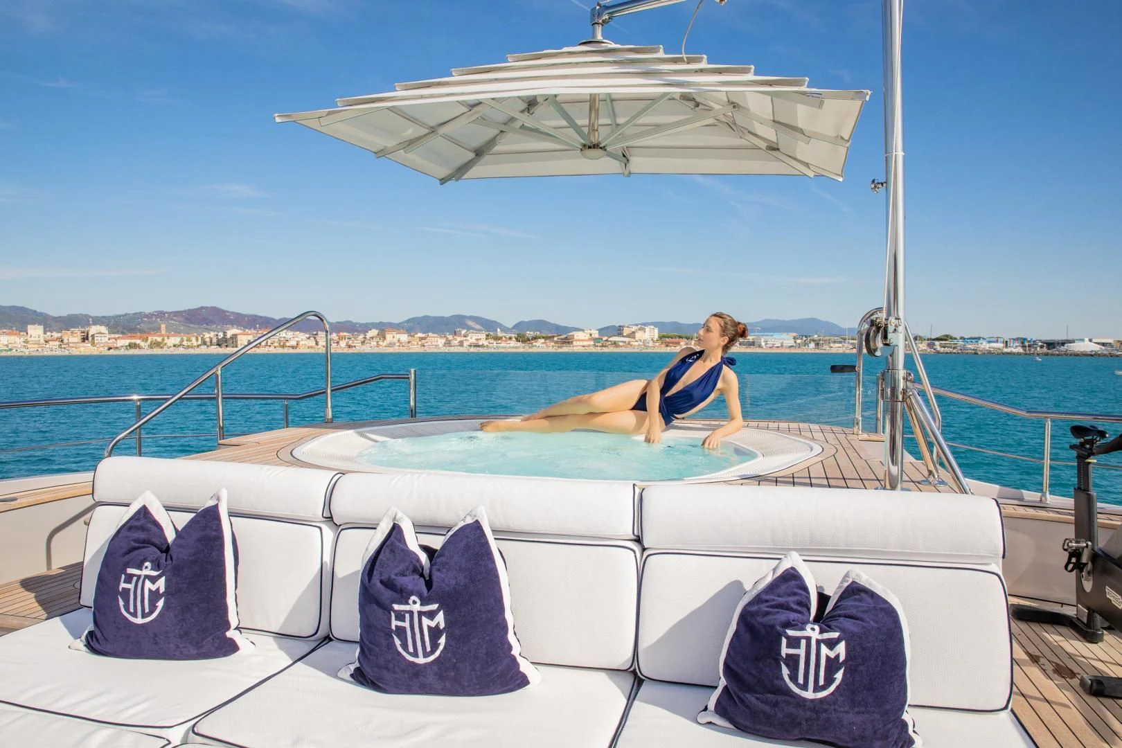 a person lying on a boat aboard HATT MILL Yacht for Sale