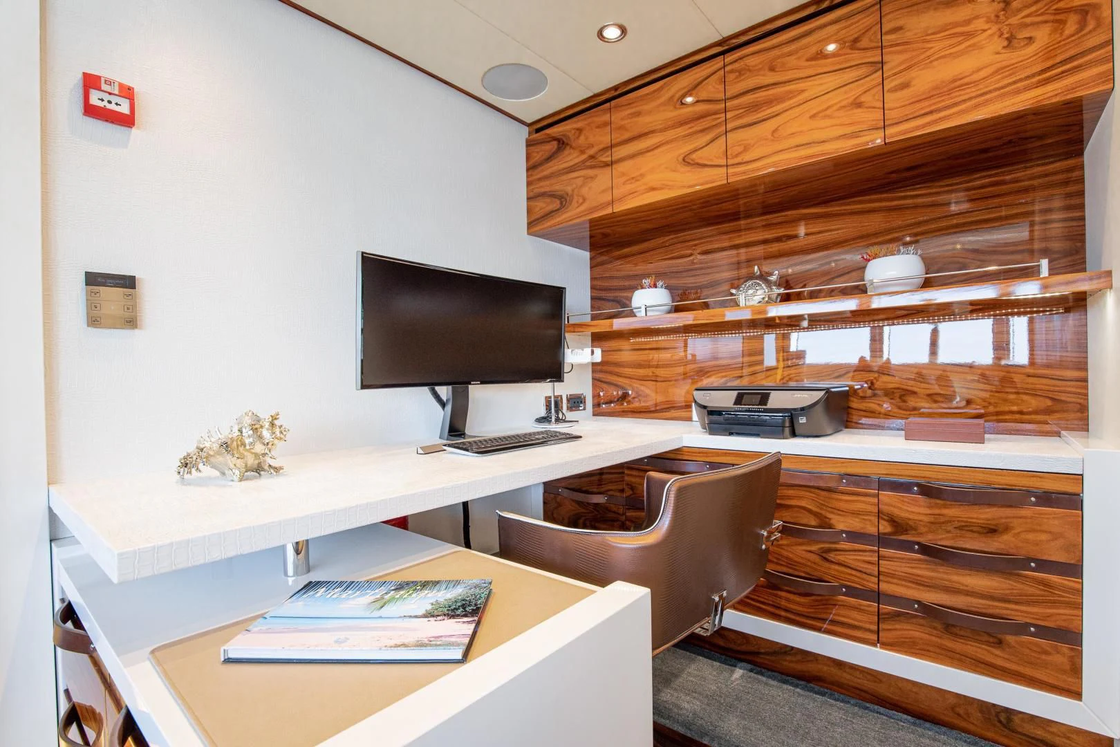 a room with a desk and computer aboard HATT MILL Yacht for Sale