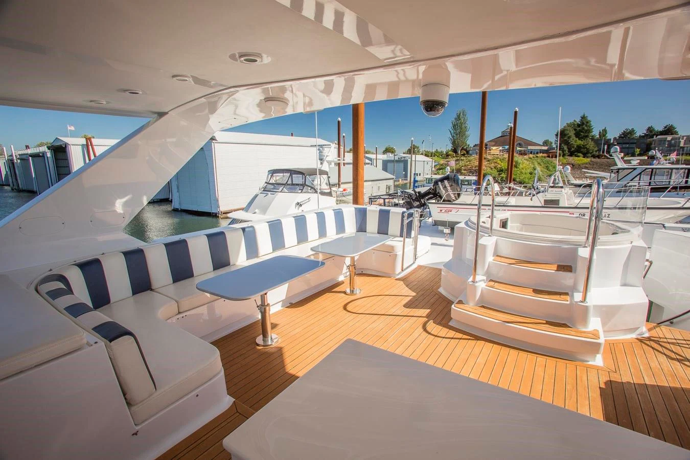 a room with a pool and lounge chairs aboard SILVER WINGS Yacht for Sale