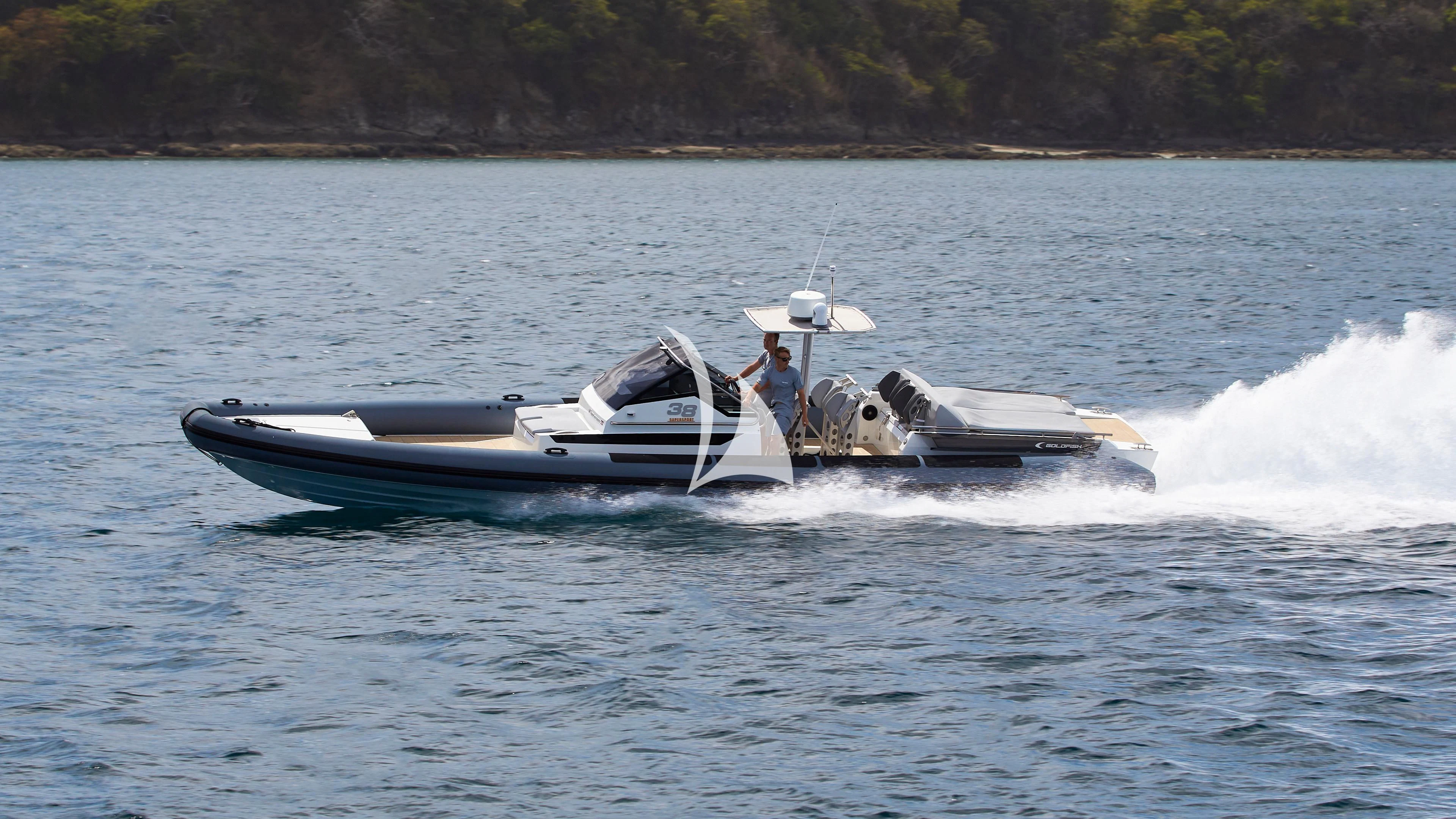a boat with a person on it aboard SENSES Yacht for Sale