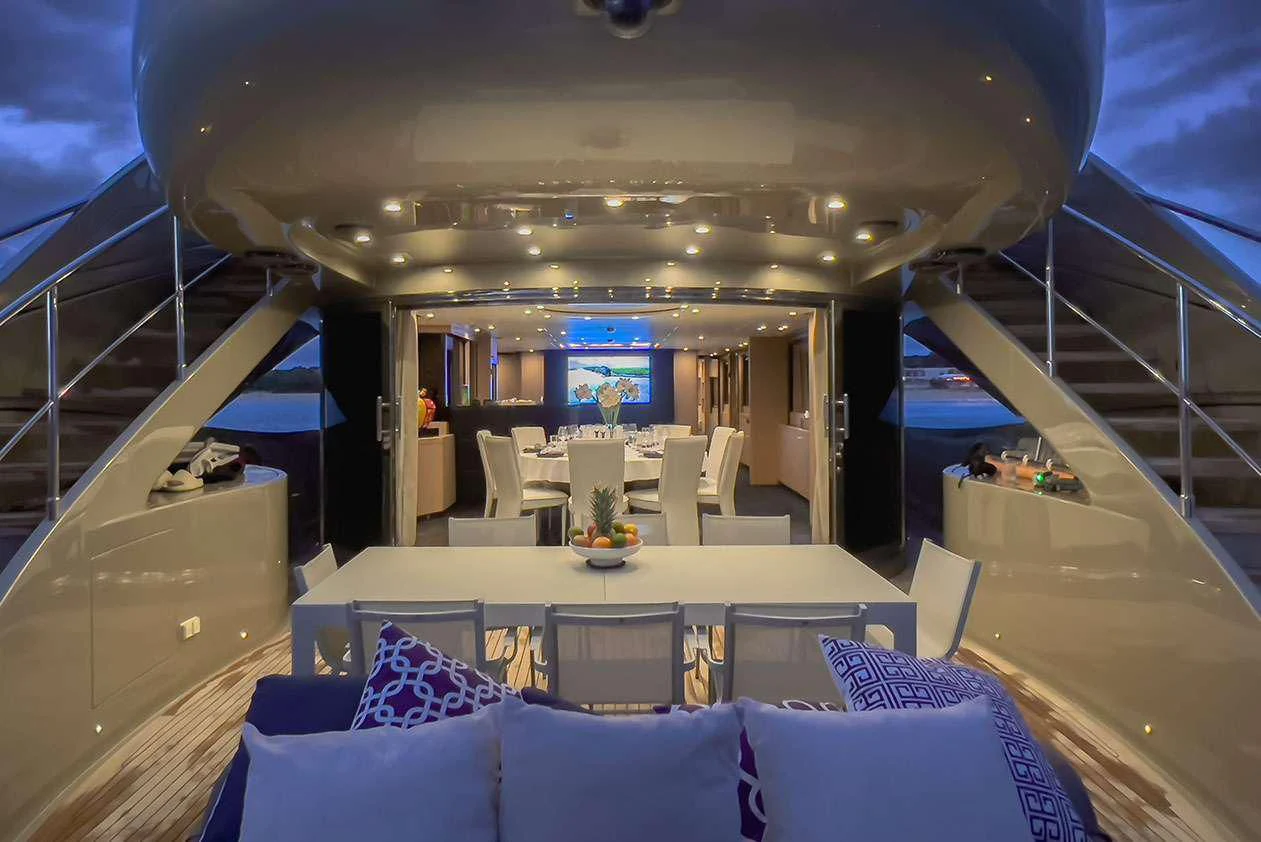 inside of a space ship aboard YCM 120 Yacht for Charter