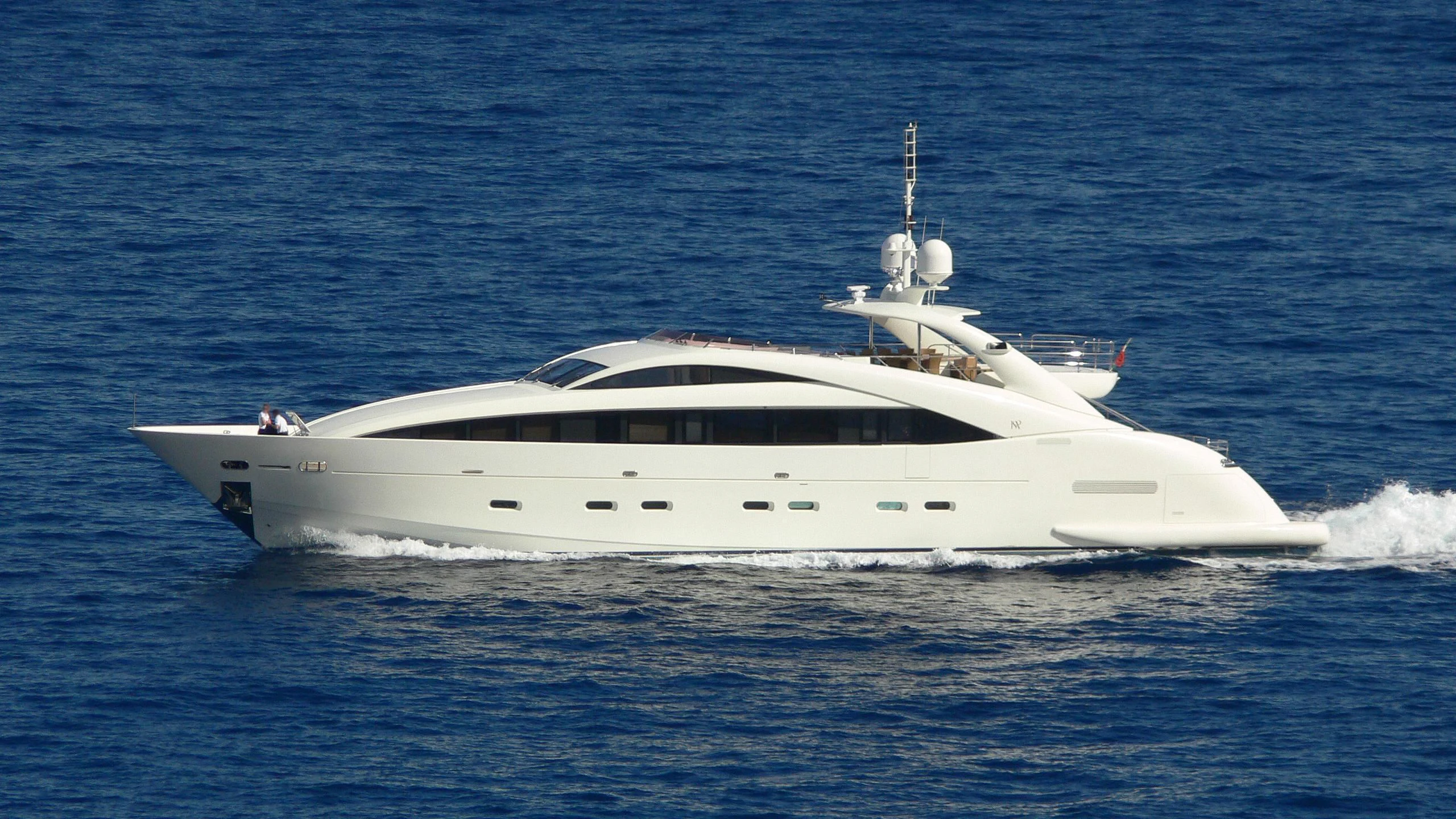a white yacht in the water aboard YCM 120 Yacht for Charter