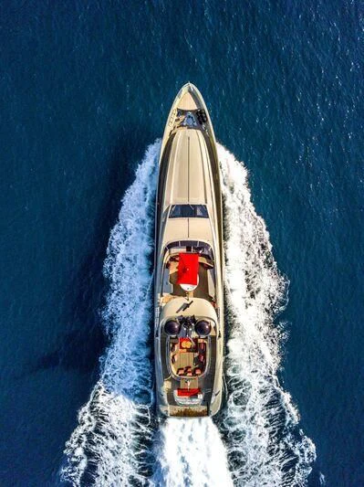 a toy ship on a snowy field aboard YCM 120 Yacht for Charter