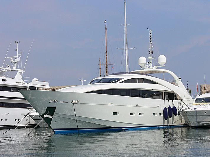 a white yacht in the water aboard YCM 120 Yacht for Charter