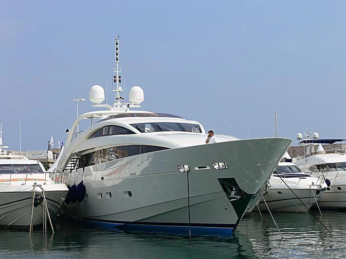 a large white yacht in the water aboard YCM 120 Yacht for Charter