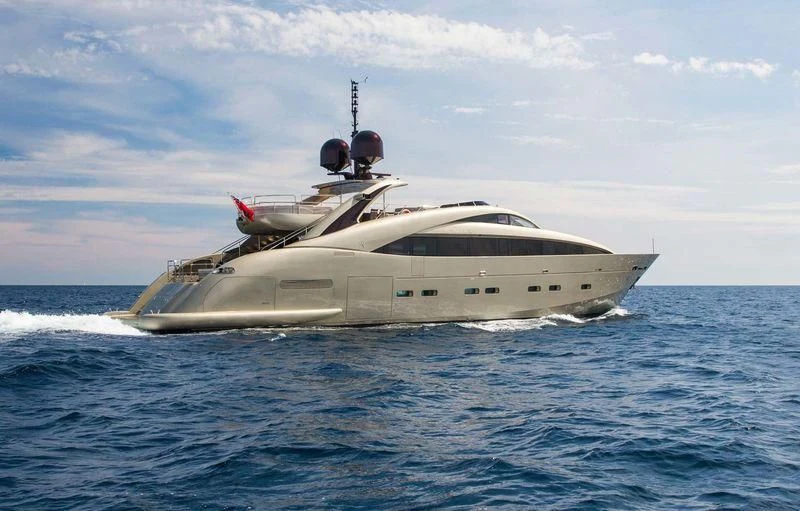 a white yacht in the water aboard YCM 120 Yacht for Charter