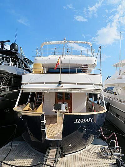 a large boat docked aboard SEMAYA Yacht for Sale