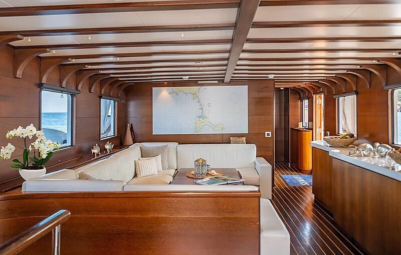 a large room with a large bed aboard SEMAYA Yacht for Sale