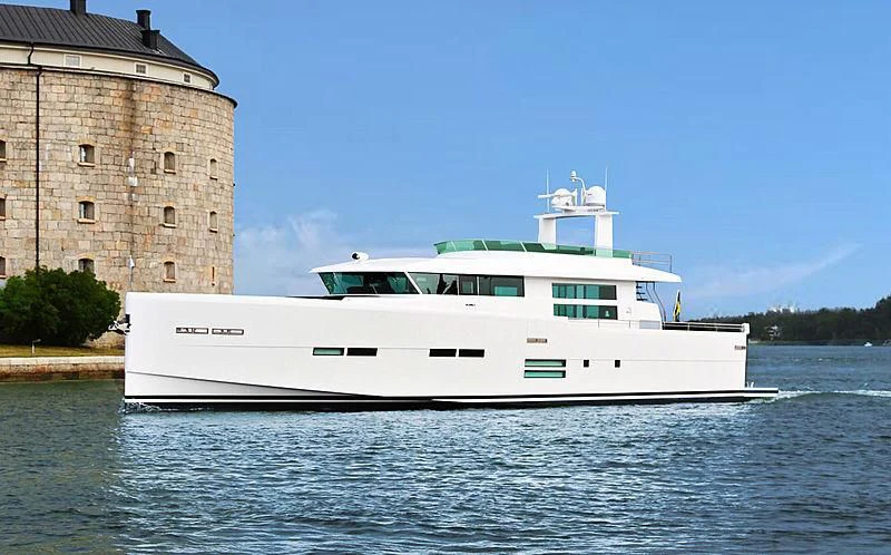 a white boat on the water aboard SOCIAL DISTANCING Yacht for Sale