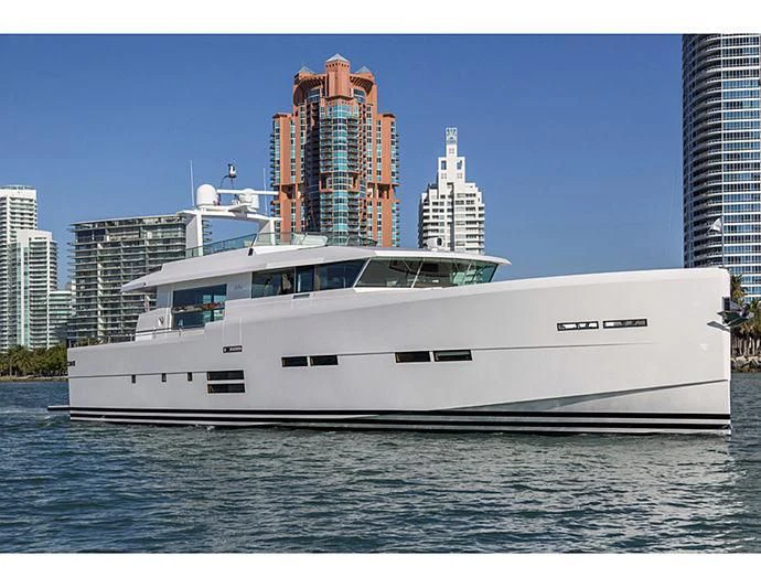 a white yacht in the water aboard SOCIAL DISTANCING Yacht for Sale
