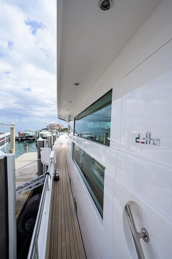 a view of a boat deck and water aboard SOCIAL DISTANCING Yacht for Sale