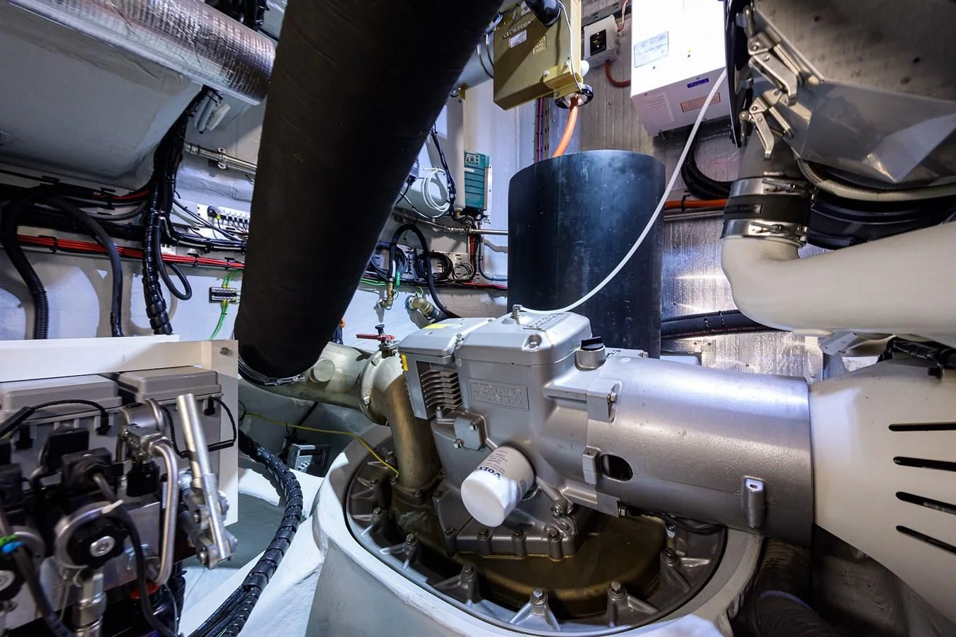 a close-up of a car engine aboard SOCIAL DISTANCING Yacht for Sale