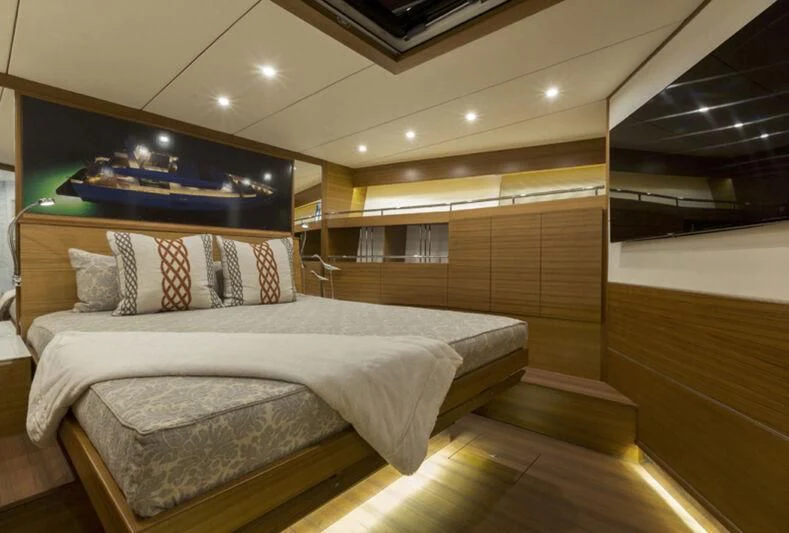 a bed in a room aboard SOCIAL DISTANCING Yacht for Sale