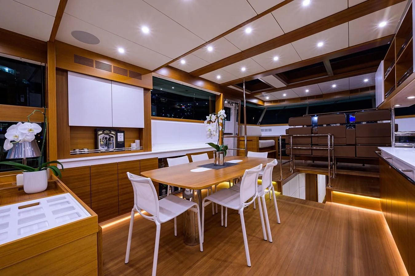 a room with a table and chairs aboard SOCIAL DISTANCING Yacht for Sale