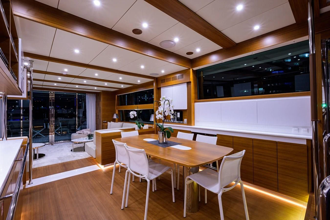 a room with a table and chairs aboard SOCIAL DISTANCING Yacht for Sale