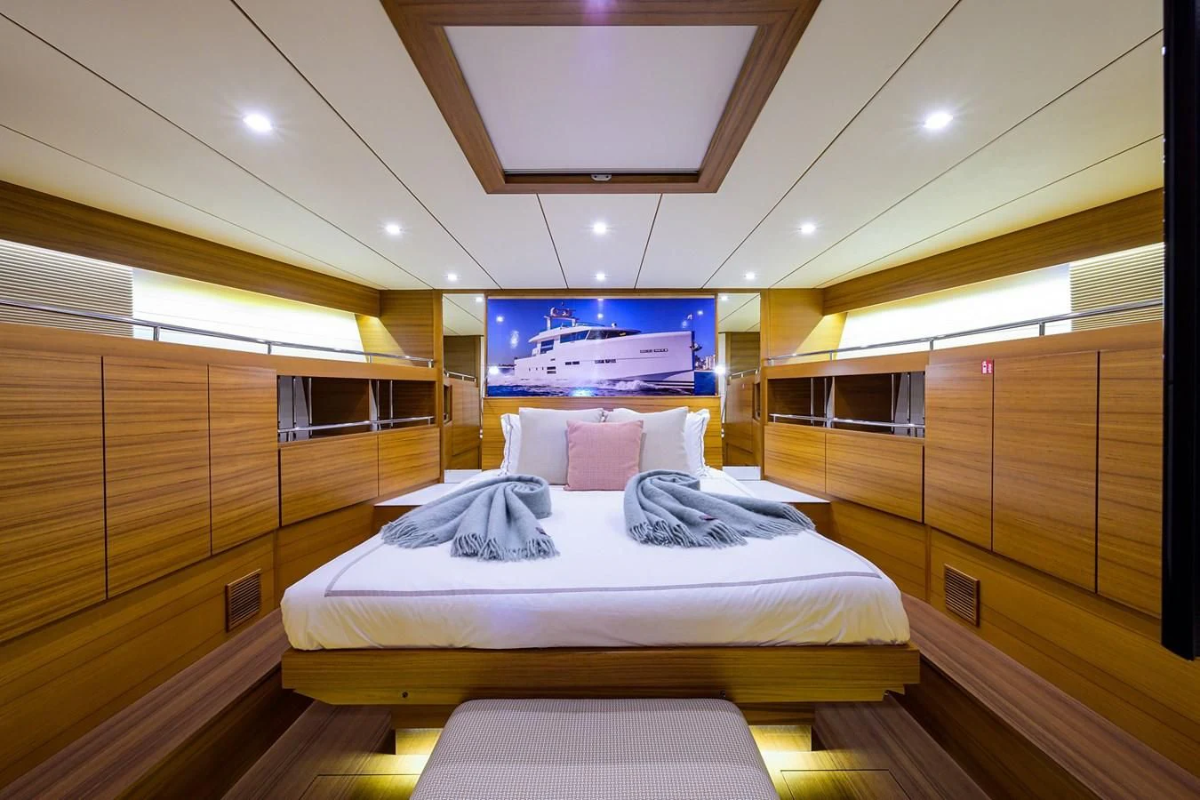 a bed in a cabin aboard SOCIAL DISTANCING Yacht for Sale