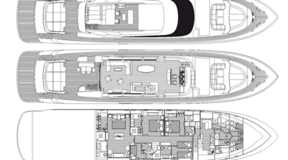 diagram, engineering drawing aboard MUSA Yacht for Sale
