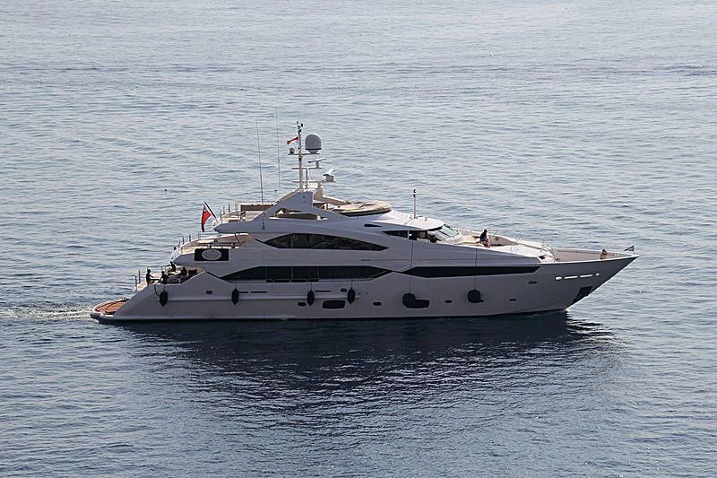 a white yacht in the water aboard SEA RAIDER V Yacht for Sale