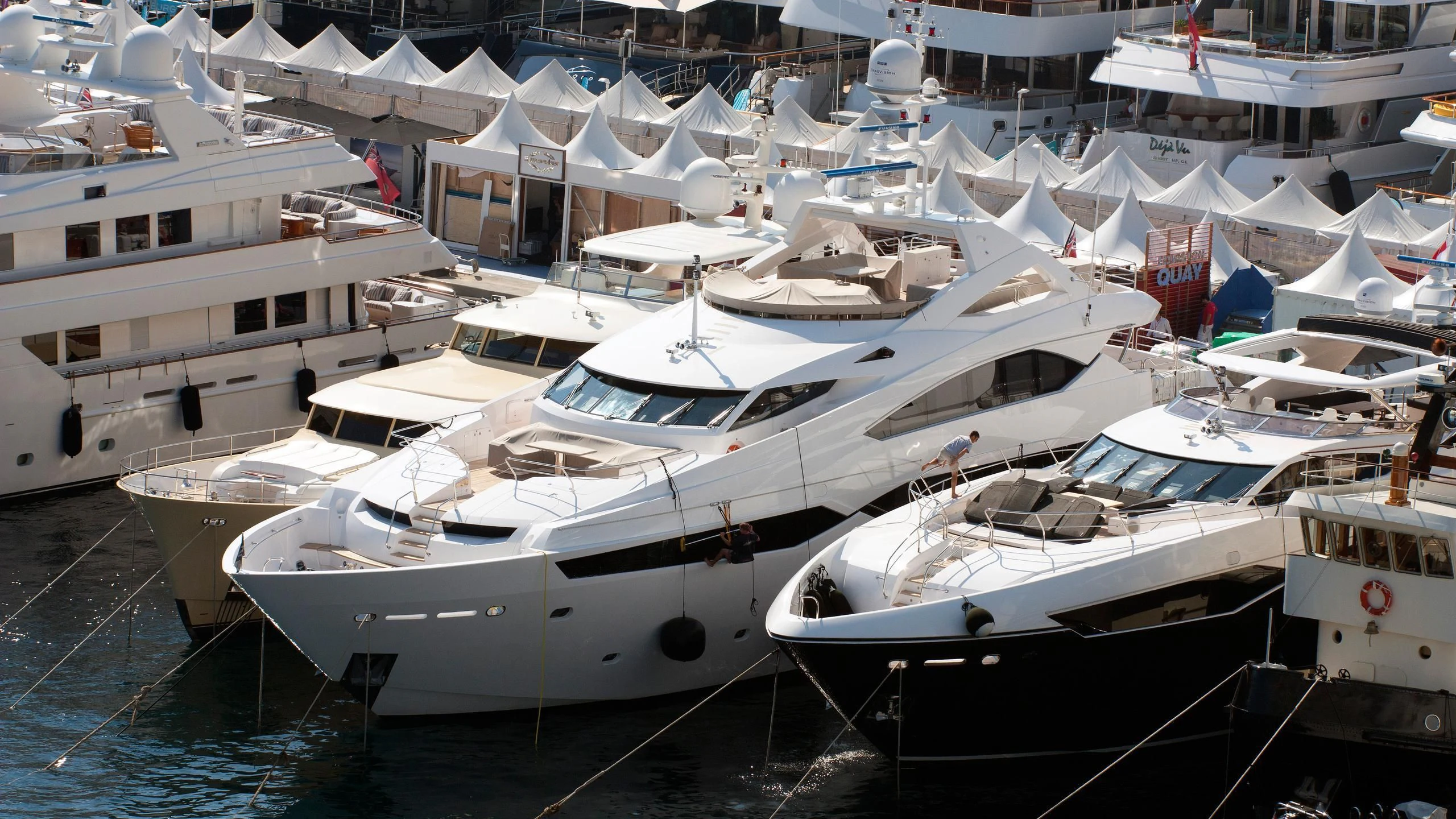 a group of boats docked aboard SEA RAIDER V Yacht for Sale