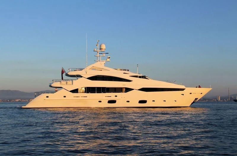 a large boat in the water aboard SEA RAIDER V Yacht for Sale