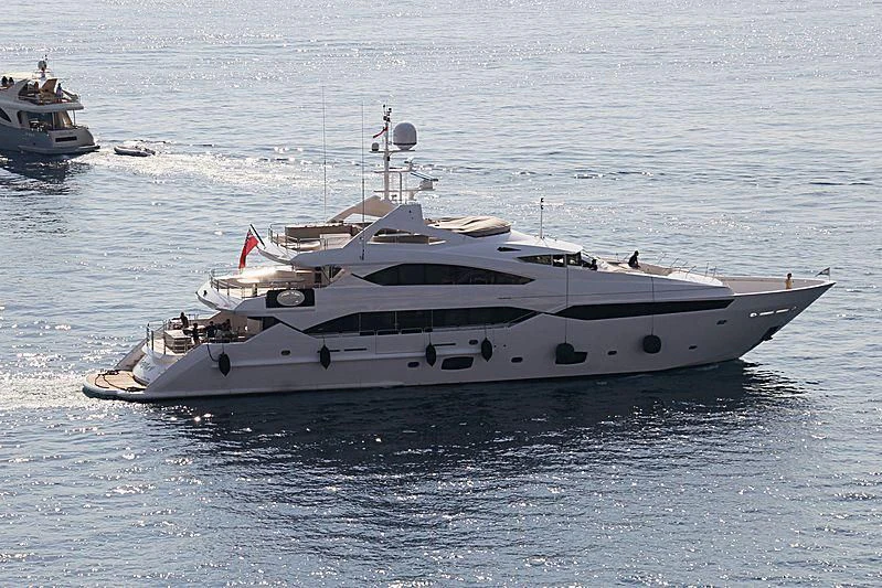 a white yacht in the water aboard SEA RAIDER V Yacht for Sale