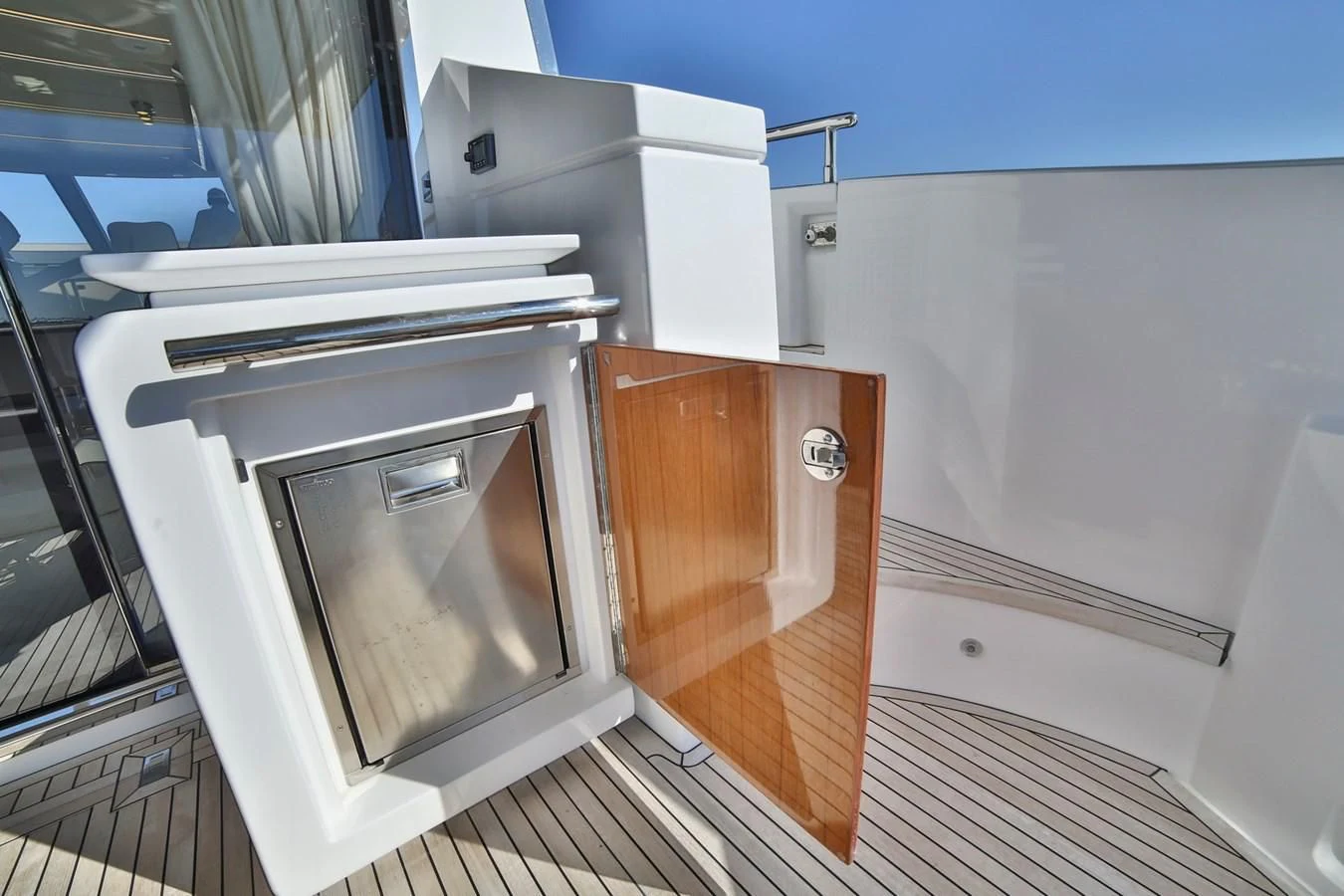 a room with a microwave and cabinets aboard SIRONA JOANNAH Yacht for Sale