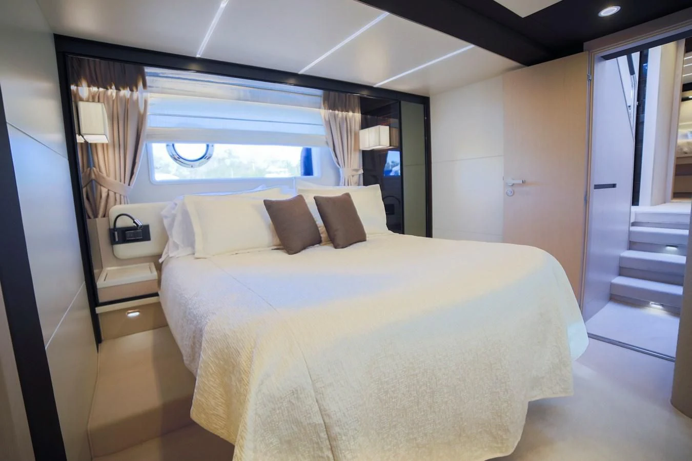 a bed in a room aboard SIRONA JOANNAH Yacht for Sale