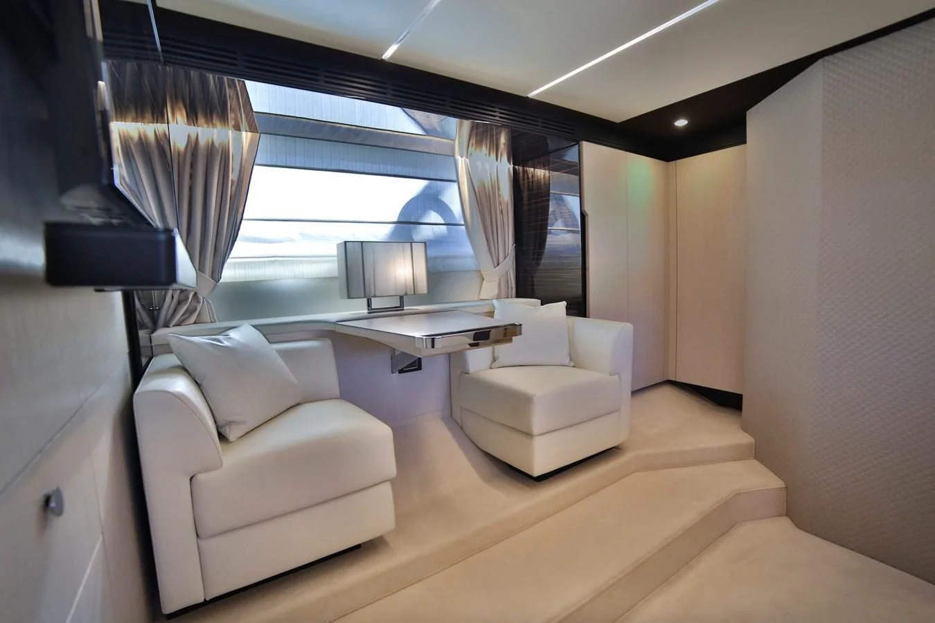 a room with a bed and a desk aboard SIRONA JOANNAH Yacht for Sale