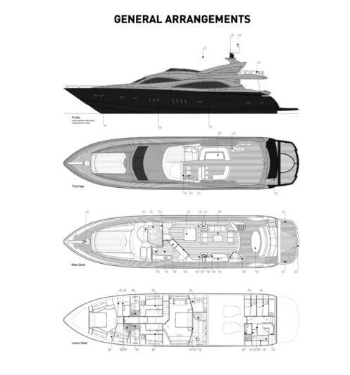 diagram, engineering drawing aboard JULCAN II Yacht for Sale