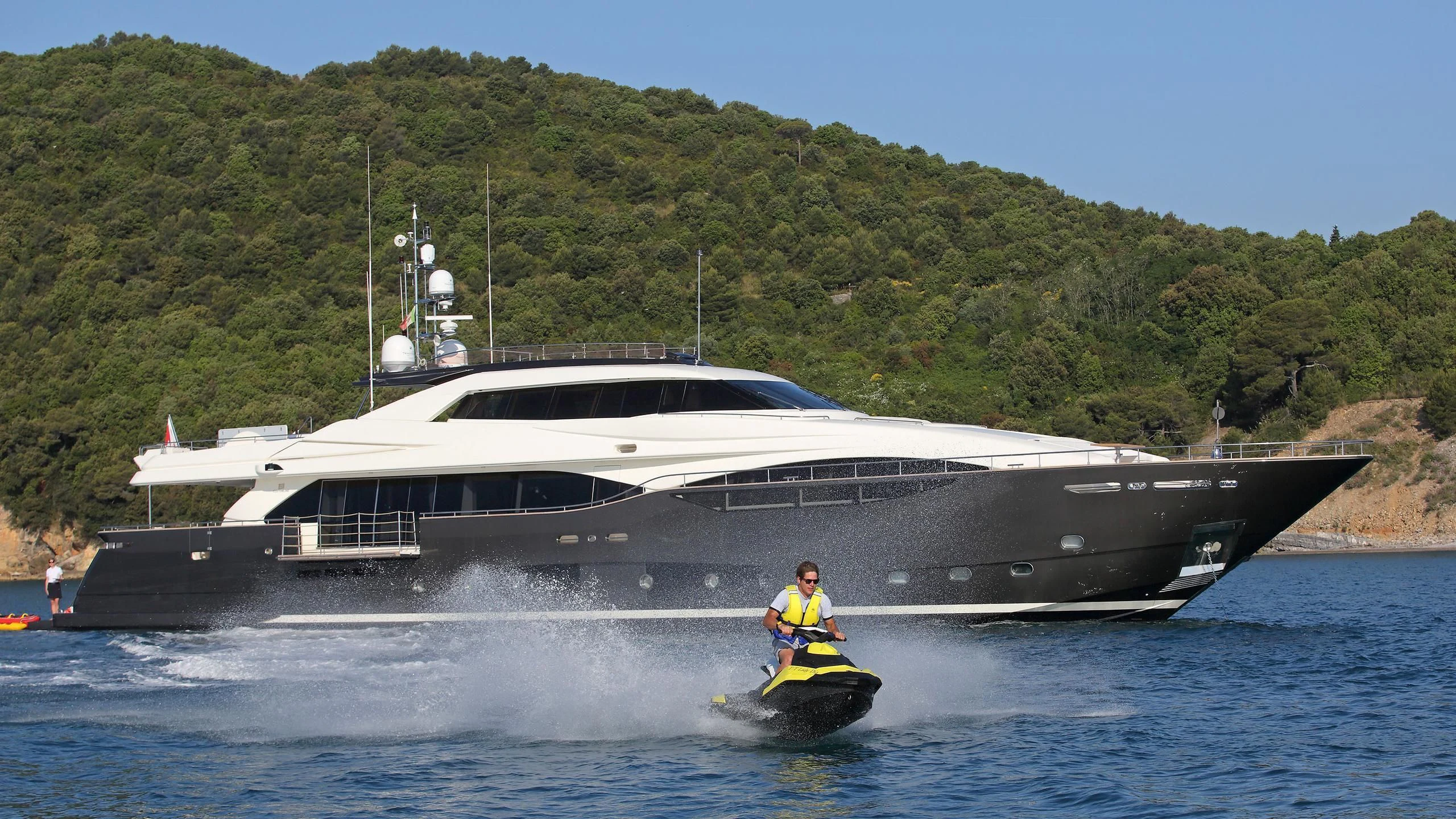 a boat on the water aboard VELA Yacht for Sale