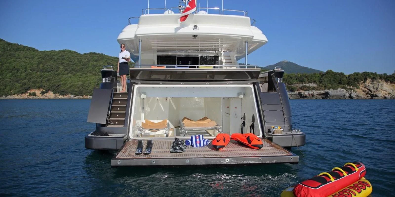 a boat on the water aboard VELA Yacht for Sale