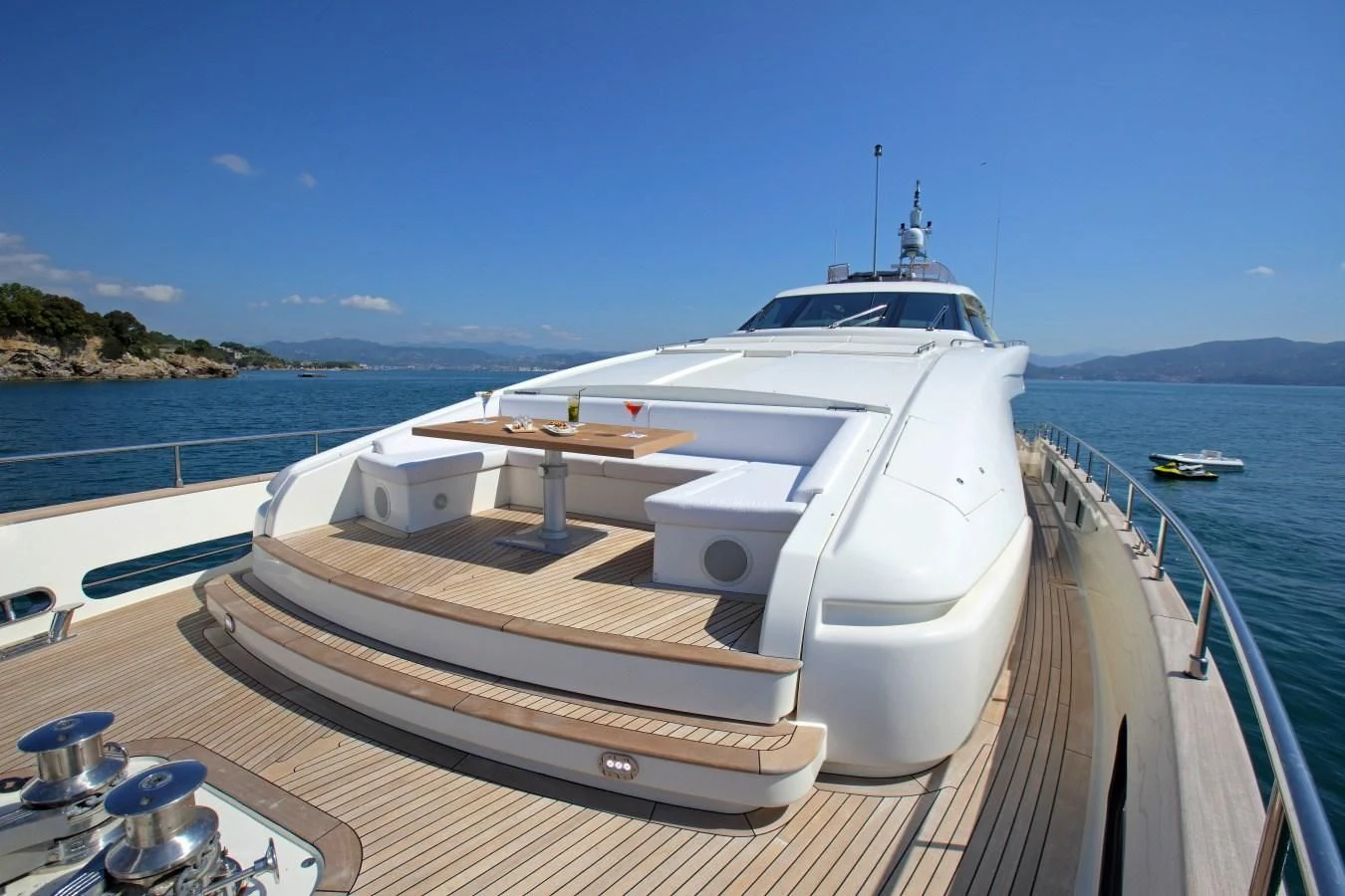 a boat on a deck aboard VELA Yacht for Sale