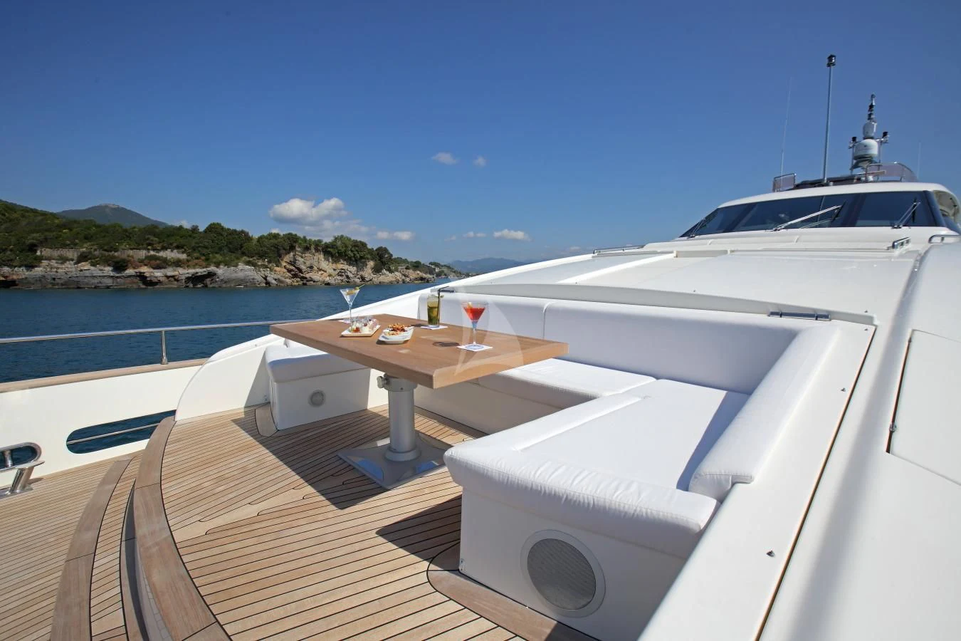 a boat on a deck aboard VELA Yacht for Sale