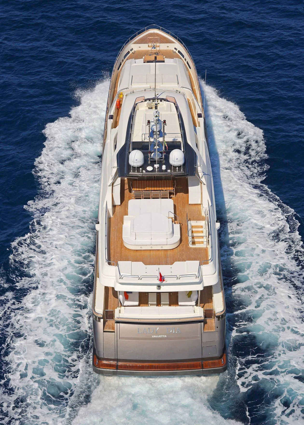 a space ship in the water aboard VELA Yacht for Sale