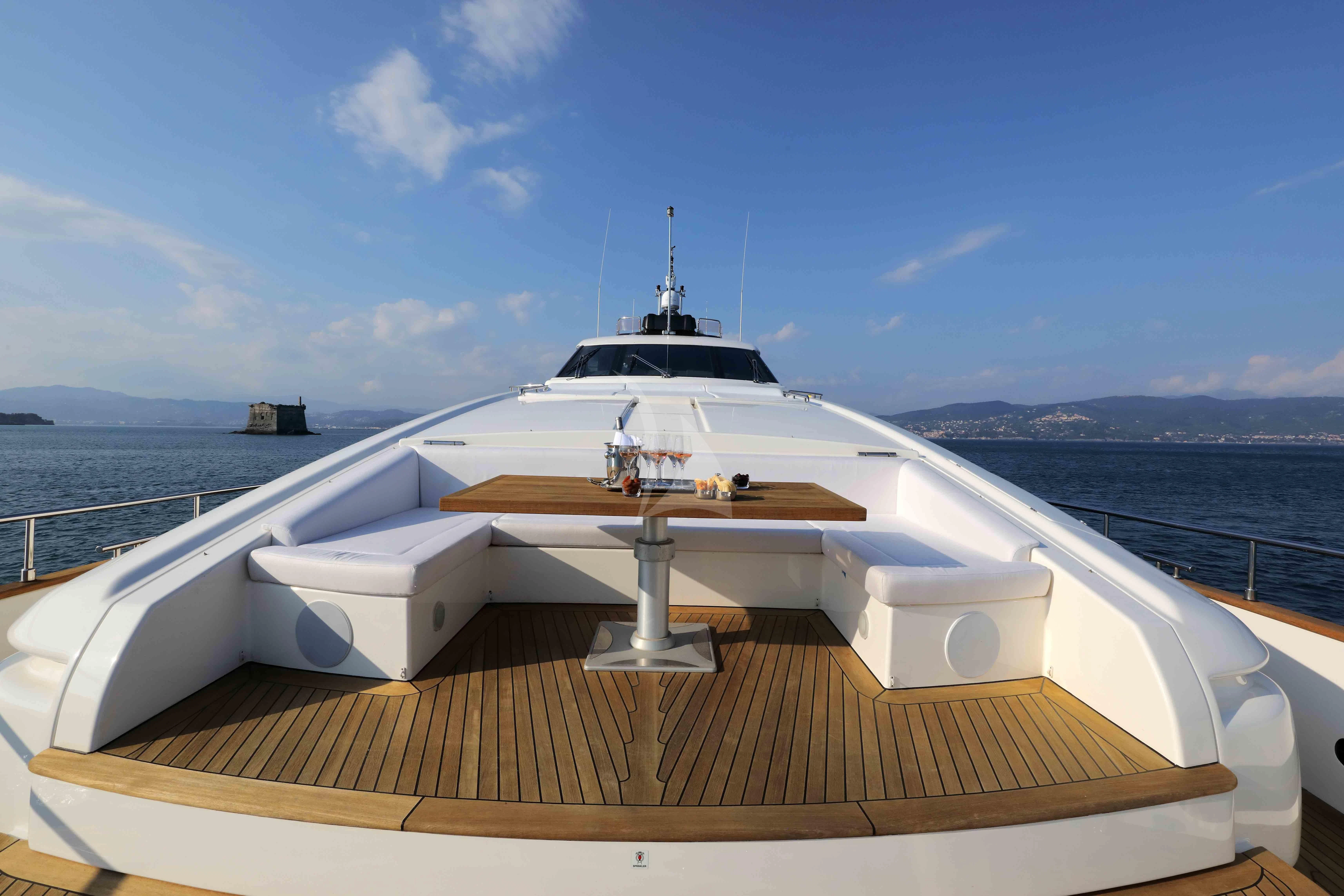 a boat on a deck aboard VELA Yacht for Sale