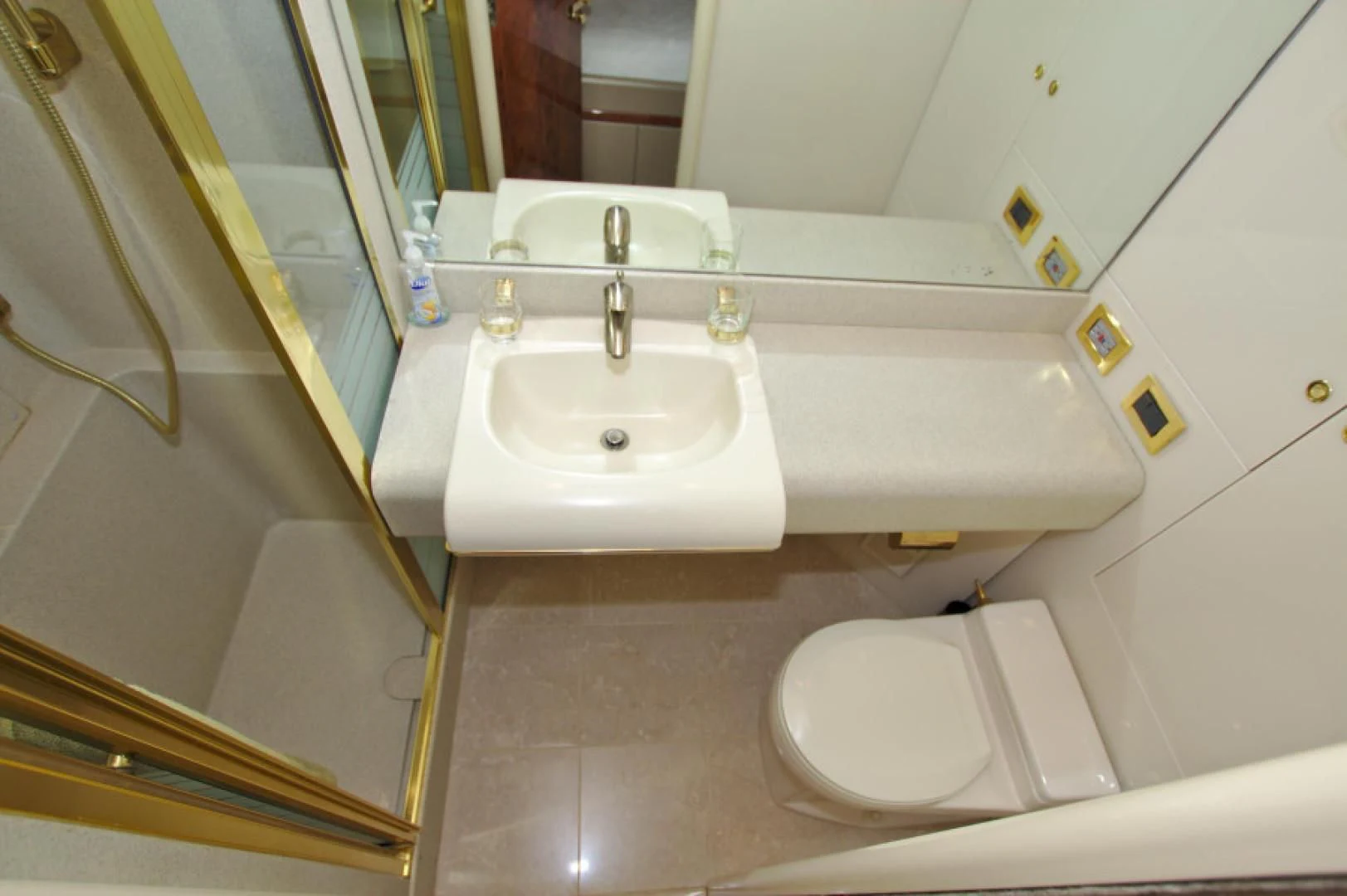 a bathroom with a sink and a toilet aboard CHRISTMAS SPIRIT Yacht for Sale