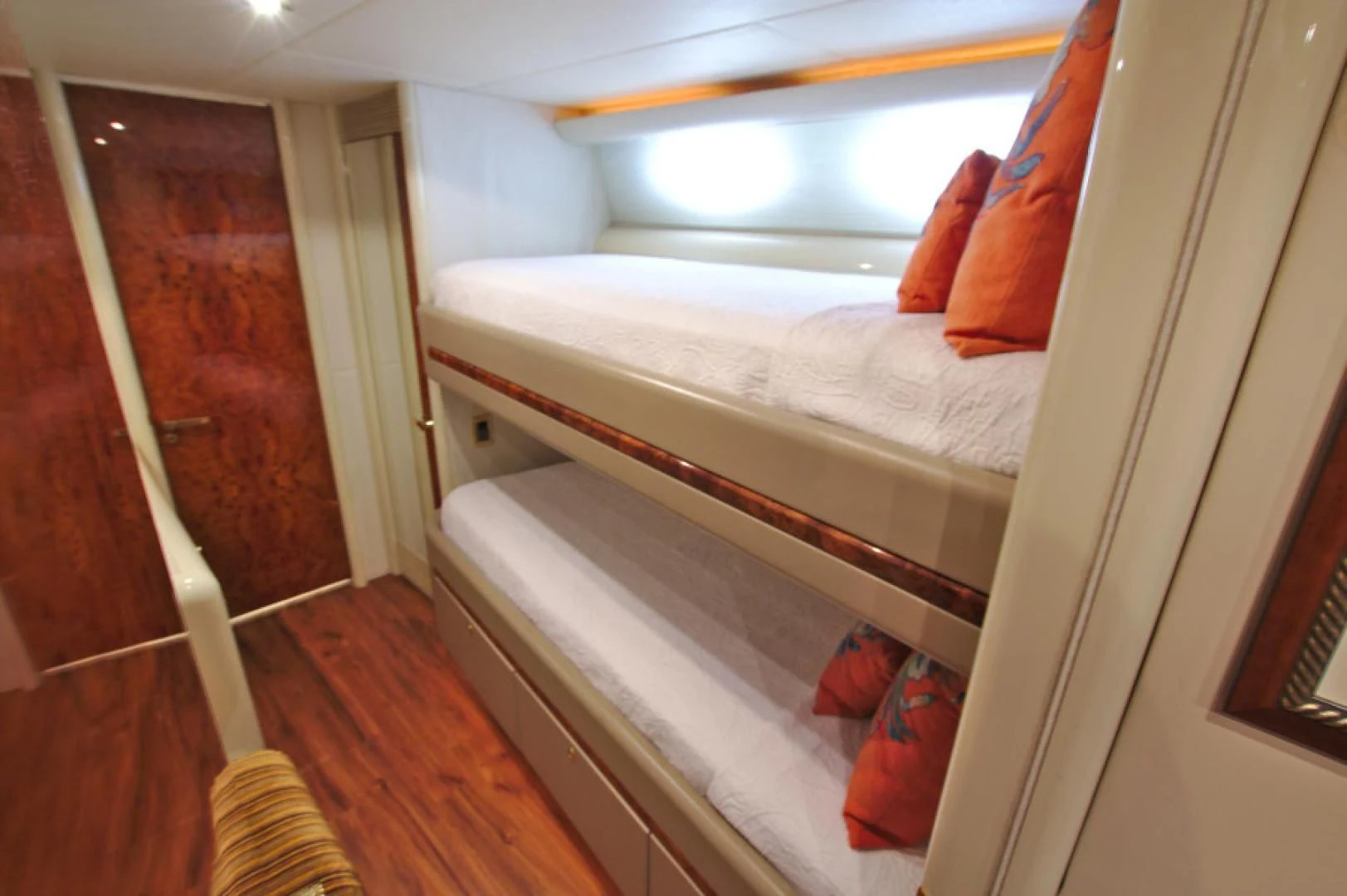a bed in a room aboard CHRISTMAS SPIRIT Yacht for Sale