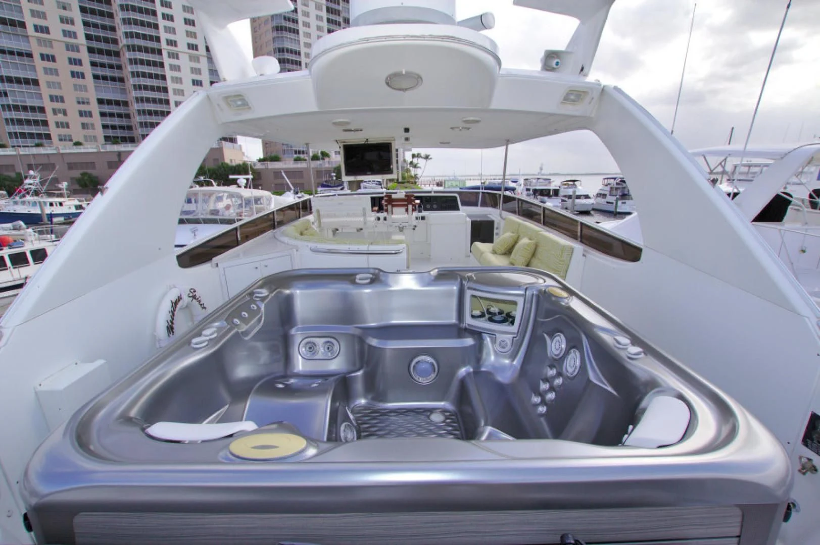 a large silver car aboard CHRISTMAS SPIRIT Yacht for Sale