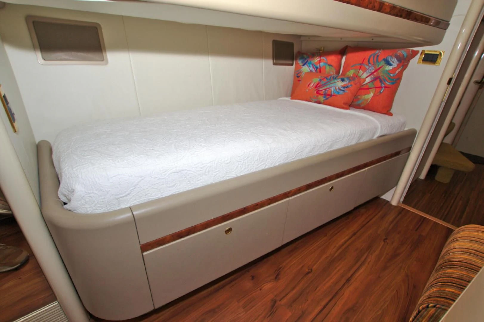 a bed in a room aboard CHRISTMAS SPIRIT Yacht for Sale