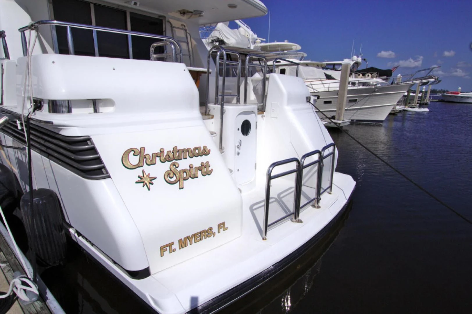 a white boat in the water aboard CHRISTMAS SPIRIT Yacht for Sale