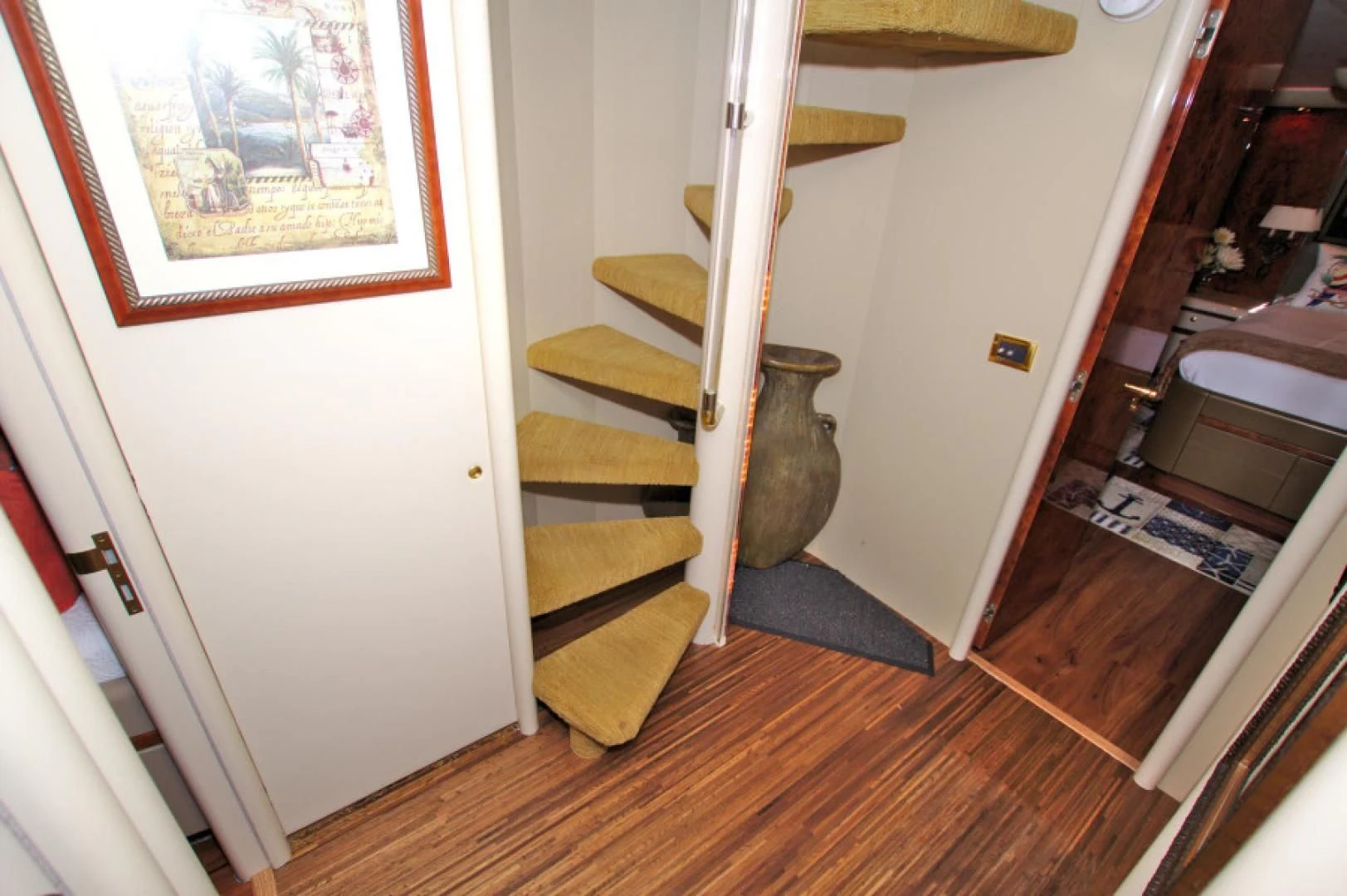 a staircase in a house aboard CHRISTMAS SPIRIT Yacht for Sale