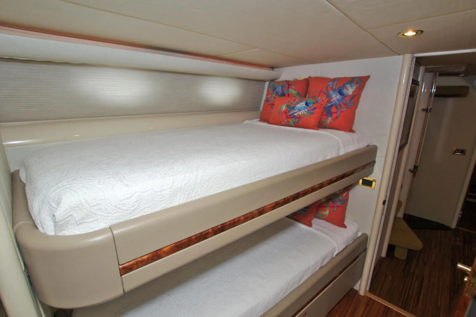 a room with two beds aboard CHRISTMAS SPIRIT Yacht for Sale