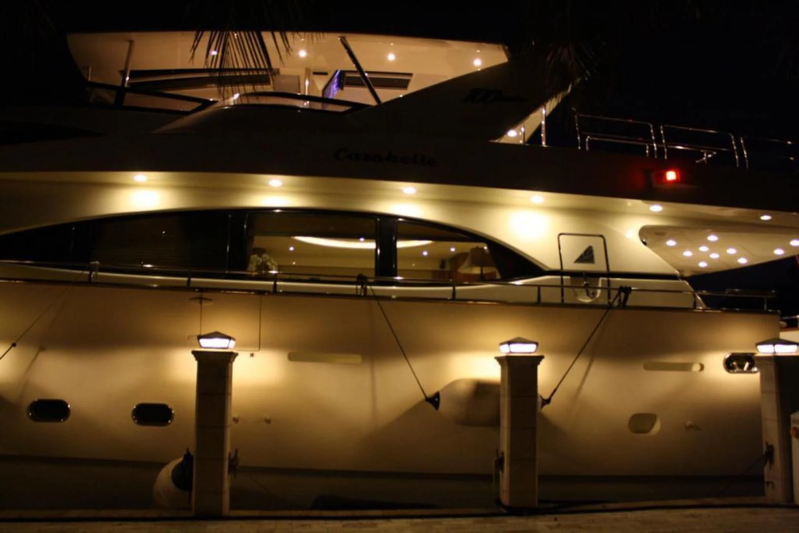 a large white and black building with a large ceiling aboard CAROBELLE Yacht for Sale