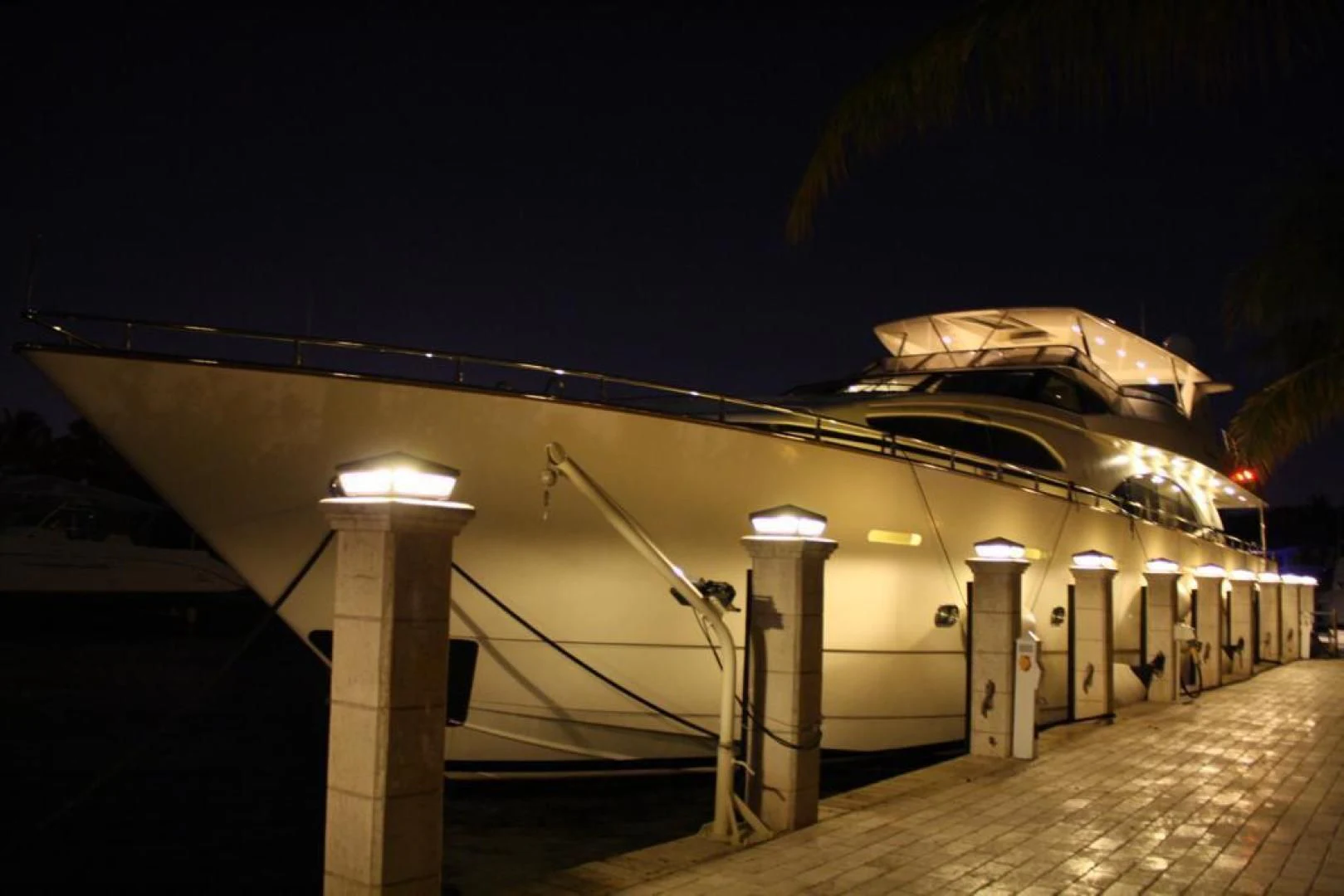a building with lights on aboard CAROBELLE Yacht for Sale