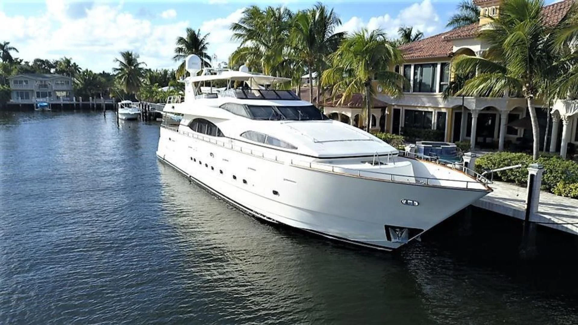 a boat docked at a pier aboard CAROBELLE Yacht for Sale