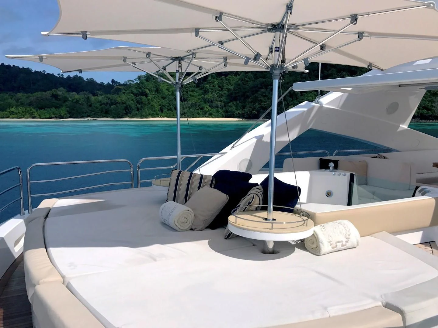 a lounge chair on a boat aboard ABOUT TIME Yacht for Sale