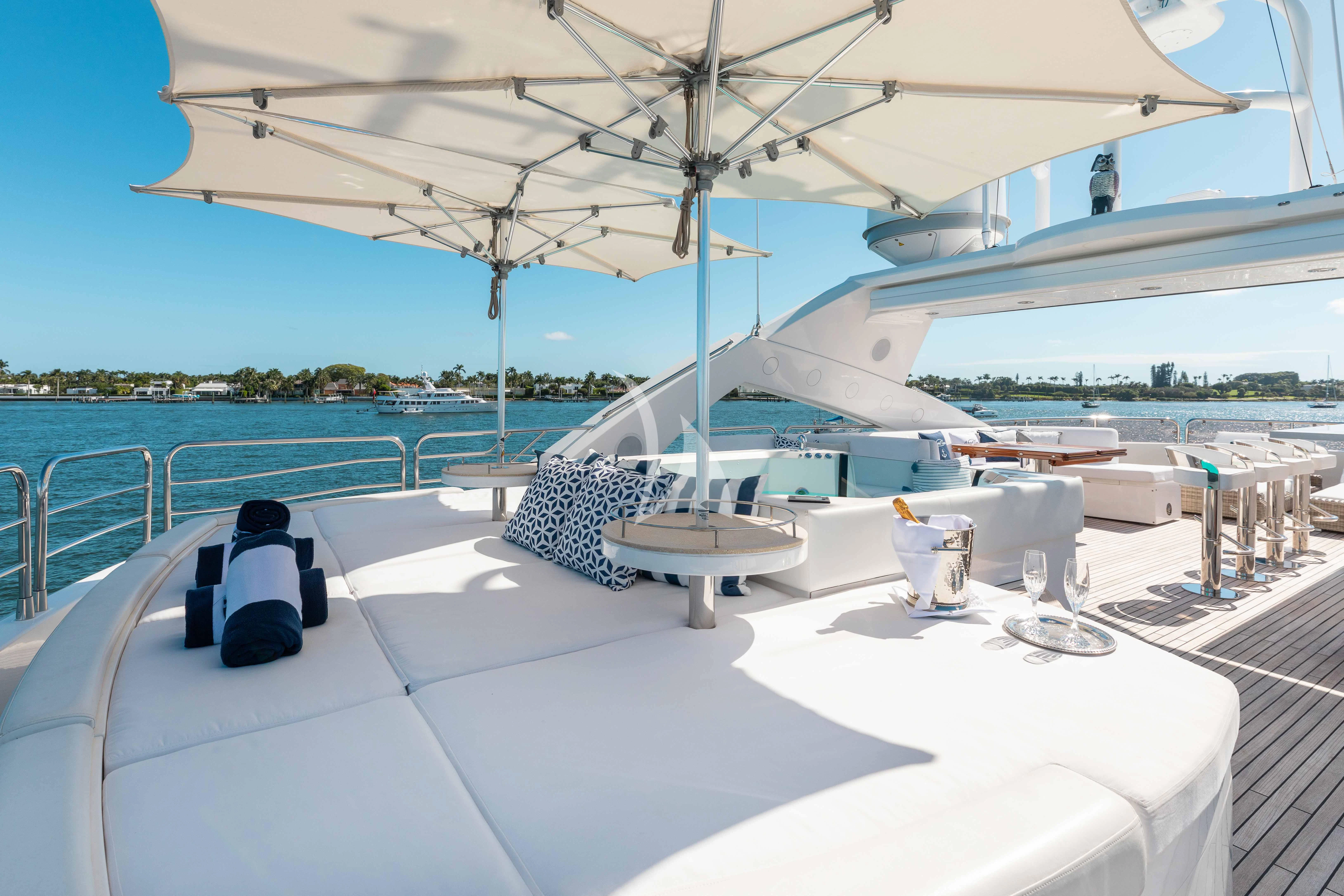 a white table on a boat aboard ABOUT TIME Yacht for Sale